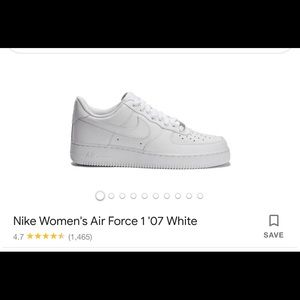 Nike womens Air Force one athletic shoes. White.